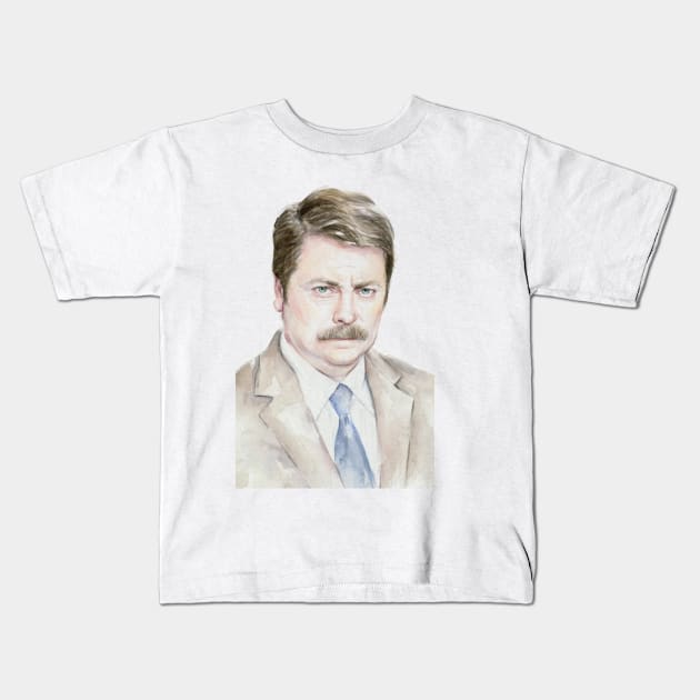 The Swanson Watercolor Kids T-Shirt by Olechka